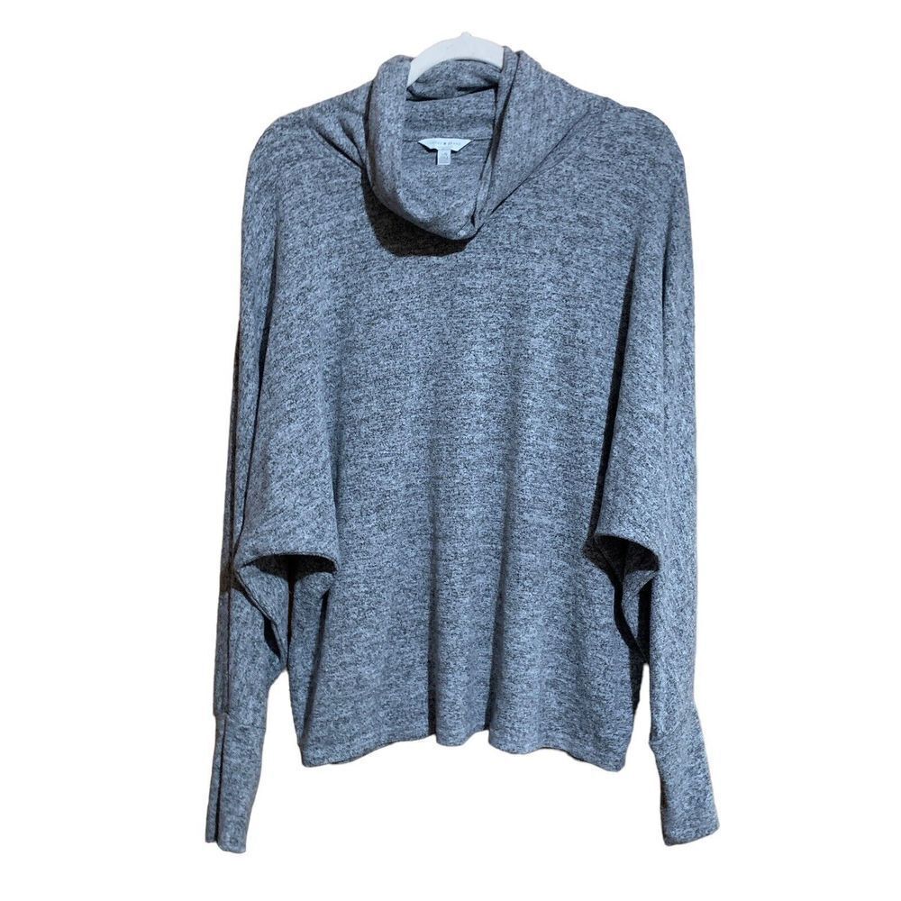Lucky Brand Womens Size Large Gray Printed Cowl Neck Long Sleeve Blouse